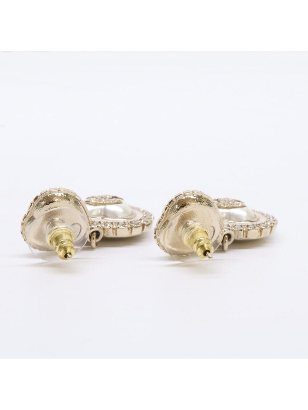 Chanel Cc Logo Heart Earrings Metal #276355C14B - Picture 5 of 8